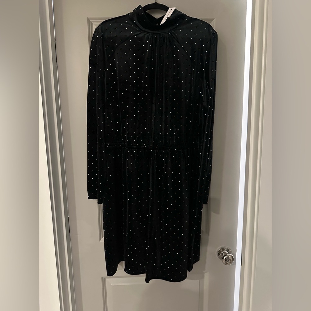 Elegant Lane Bryant Black Dress with Gold Dots